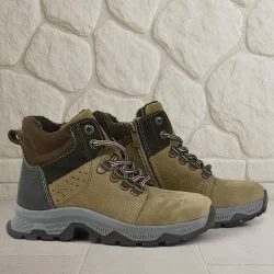 Rakerplus Hakiki Deri Kum Rengi Fermuarlı Trekking Çocuk Bot
