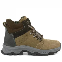 Rakerplus Hakiki Deri Kum Rengi Fermuarlı Trekking Çocuk Bot