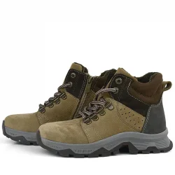 Rakerplus Hakiki Deri Kum Rengi Fermuarlı Trekking Çocuk Bot