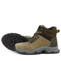 Rakerplus Hakiki Deri Kum Rengi Fermuarlı Trekking Çocuk Bot