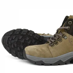 Rakerplus Hakiki Deri Kum Rengi Fermuarlı Trekking Çocuk Bot