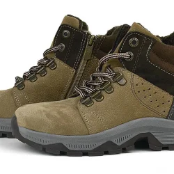 Rakerplus Hakiki Deri Kum Rengi Fermuarlı Trekking Çocuk Bot