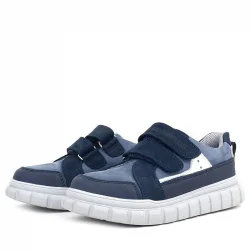 Rakerplus Hakiki Deri Lacivert Beyaz Cırtlı Çocuk Günlük Spor Okul Ayakkabı