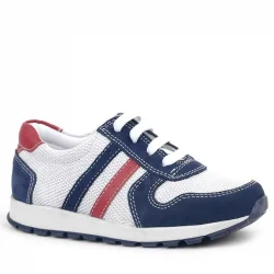 Rakerplus Hakiki Deri Lacivert Beyaz Fermuarlı Çocuk Spor Ayakkabı