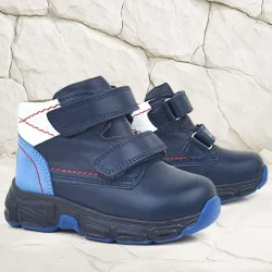 Rakerplus Hakiki Deri Lacivert Cilt Kürklü Bebek Spor Bot Ayakkabı