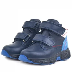 Rakerplus Hakiki Deri Lacivert Cilt Kürklü Bebek Spor Bot Ayakkabı