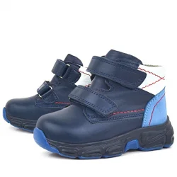 Rakerplus Hakiki Deri Lacivert Cilt Kürklü Bebek Spor Bot Ayakkabı