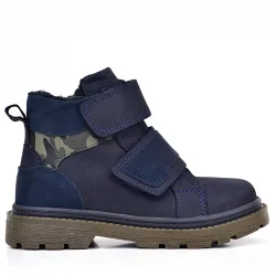 Rakerplus Hakiki Deri Lacivert Cırt Cırtlı Kışlık Çocuk Bot