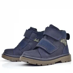 Rakerplus Hakiki Deri Lacivert Cırt Cırtlı Kışlık Çocuk Bot