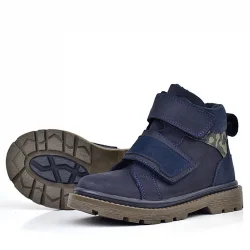 Rakerplus Hakiki Deri Lacivert Cırt Cırtlı Kışlık Çocuk Bot