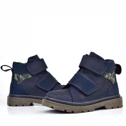 Rakerplus Hakiki Deri Lacivert Cırt Cırtlı Kışlık Çocuk Bot
