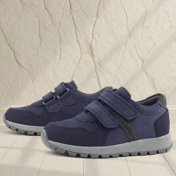 Rakerplus Hakiki Deri Lacivert Cırtlı Çocuk Spor Ayakkabı