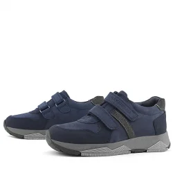 Rakerplus Hakiki Deri Lacivert Cırtlı Çocuk Spor Ayakkabı