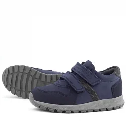 Rakerplus Hakiki Deri Lacivert Cırtlı Çocuk Spor Ayakkabı