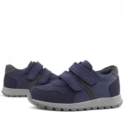 Rakerplus Hakiki Deri Lacivert Cırtlı Çocuk Spor Ayakkabı