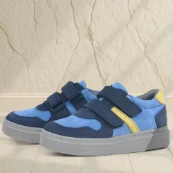 Rakerplus Hakiki Deri Lacivert Cırtlı Erkek Çocuk Spor Ayakkabı