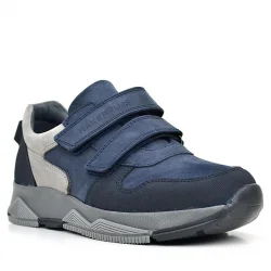 Rakerplus Hakiki Deri Lacivert Cırtlı Gri Tabanlı Çocuk Sneakers Spor Ayakkabı