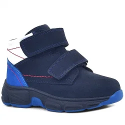 Rakerplus Hakiki Deri Lacivert Cırtlı Kürklü Çocuk Spor Bot