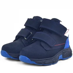 Rakerplus Hakiki Deri Lacivert Cırtlı Kürklü Çocuk Spor Bot