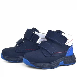 Rakerplus Hakiki Deri Lacivert Cırtlı Kürklü Çocuk Spor Bot