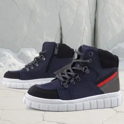 Rakerplus Hakiki Deri Lacivert Fermuarlı Erkek Çocuk Bot