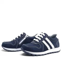 Rakerplus Hakiki Deri Lacivert Fermuarlı Erkek Çocuk Spor Okul Ayakkabı
