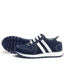 Rakerplus Hakiki Deri Lacivert Fermuarlı Erkek Çocuk Spor Okul Ayakkabı