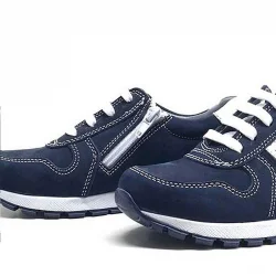 Rakerplus Hakiki Deri Lacivert Fermuarlı Erkek Çocuk Spor Okul Ayakkabı