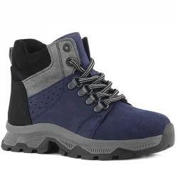 Rakerplus Hakiki Deri Lacivert Fermuarlı Trekking Çocuk Bot