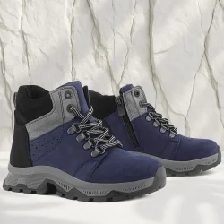 Rakerplus Hakiki Deri Lacivert Fermuarlı Trekking Çocuk Bot