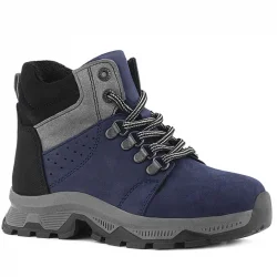 Rakerplus Hakiki Deri Lacivert Fermuarlı Trekking Çocuk Bot