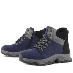 Rakerplus Hakiki Deri Lacivert Fermuarlı Trekking Çocuk Bot