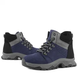 Rakerplus Hakiki Deri Lacivert Fermuarlı Trekking Çocuk Bot