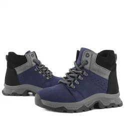 Rakerplus Hakiki Deri Lacivert Fermuarlı Trekking Çocuk Bot