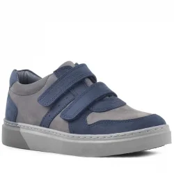 Rakerplus Hakiki Deri Lacivert Gri Cırtlı Erkek Çocuk Sneaker Ayakkabı