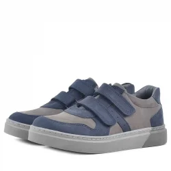 Rakerplus Hakiki Deri Lacivert Gri Cırtlı Erkek Çocuk Sneaker Ayakkabı