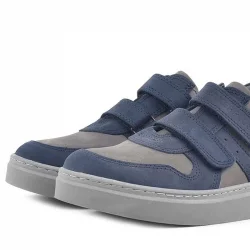 Rakerplus Hakiki Deri Lacivert Gri Cırtlı Erkek Çocuk Sneaker Ayakkabı