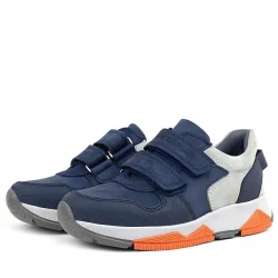 Rakerplus Hakiki Deri Lacivert Gri Çocuk Sneakers Spor Ayakkabı