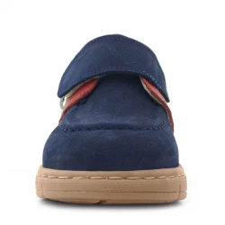 Rakerplus Hakiki Deri Lacivert Kırmızı Cırt Cırtlı Bebek Bot