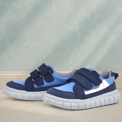 Rakerplus Hakiki Deri Lacivert Mavi Cırtlı Çocuk Günlük Spor Okul Ayakkabı