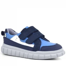Rakerplus Hakiki Deri Lacivert Mavi Cırtlı Çocuk Günlük Spor Okul Ayakkabı