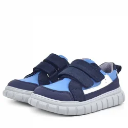 Rakerplus Hakiki Deri Lacivert Mavi Cırtlı Çocuk Günlük Spor Okul Ayakkabı