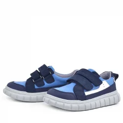 Rakerplus Hakiki Deri Lacivert Mavi Cırtlı Çocuk Günlük Spor Okul Ayakkabı