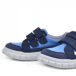 Rakerplus Hakiki Deri Lacivert Mavi Cırtlı Çocuk Günlük Spor Okul Ayakkabı