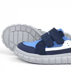 Rakerplus Hakiki Deri Lacivert Mavi Cırtlı Çocuk Günlük Spor Okul Ayakkabı