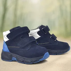 Rakerplus Hakiki Deri Lacivert Nubuk Bebek Spor Bot Ayakkabı