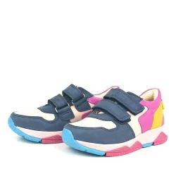 Rakerplus Hakiki Deri Lacivert Pembe Çocuk Sneakers Spor Ayakkabı