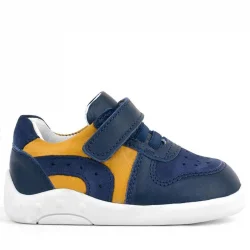 Rakerplus Hakiki Deri Lacivert Sarı Anatomik Bebek Spor Ayakkabı