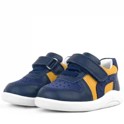 Rakerplus Hakiki Deri Lacivert Sarı Anatomik Bebek Spor Ayakkabı