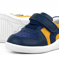 Rakerplus Hakiki Deri Lacivert Sarı Anatomik Bebek Spor Ayakkabı